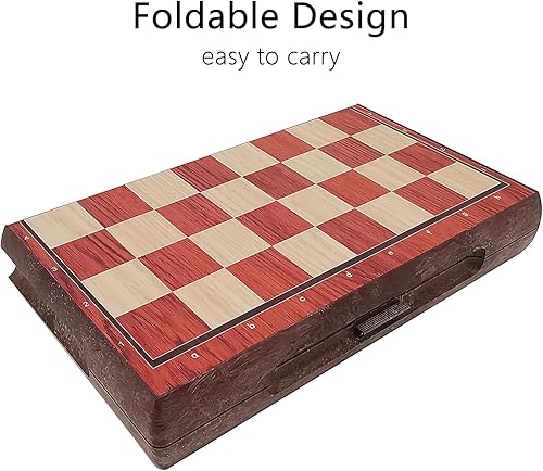 Miniatura 7 de Juego de ajedrez magnético de viaje de 11 x 9.6 pulgadas, mini tablero de ajedrez portátil para adultos y niños, piezas de madera y plástico,