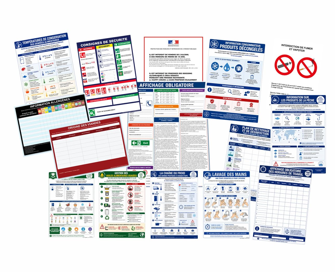 Pack Prémium - Affichage Obligatoire Restaurant 15 Affiches – Affichage Réglementaire HACCP Conforme 2026 – ERP – Affiches A4 Plastifiées et Effaçables – Restaurants, Snacks, Food Trucks, Cantines