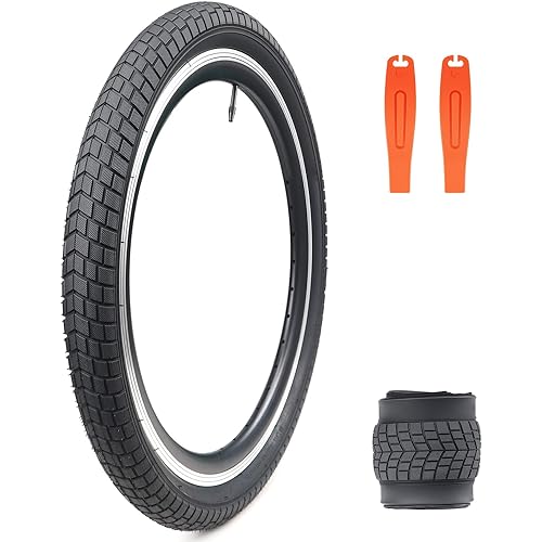 WEEROCK 20 Inch Kid Bike Tire Girls Boys Bicycle Tires 2 Pack Colorful Tires with Inner Tubes Foldable Replacement Tyres for 20" Kid Child Bike BMX MTB, Multi-Colour