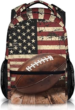 Boys Backpack Football Backpacks for Kids Toddler Teens, Lightweight Retro Bookbag for Kindergarten Elementary Middle