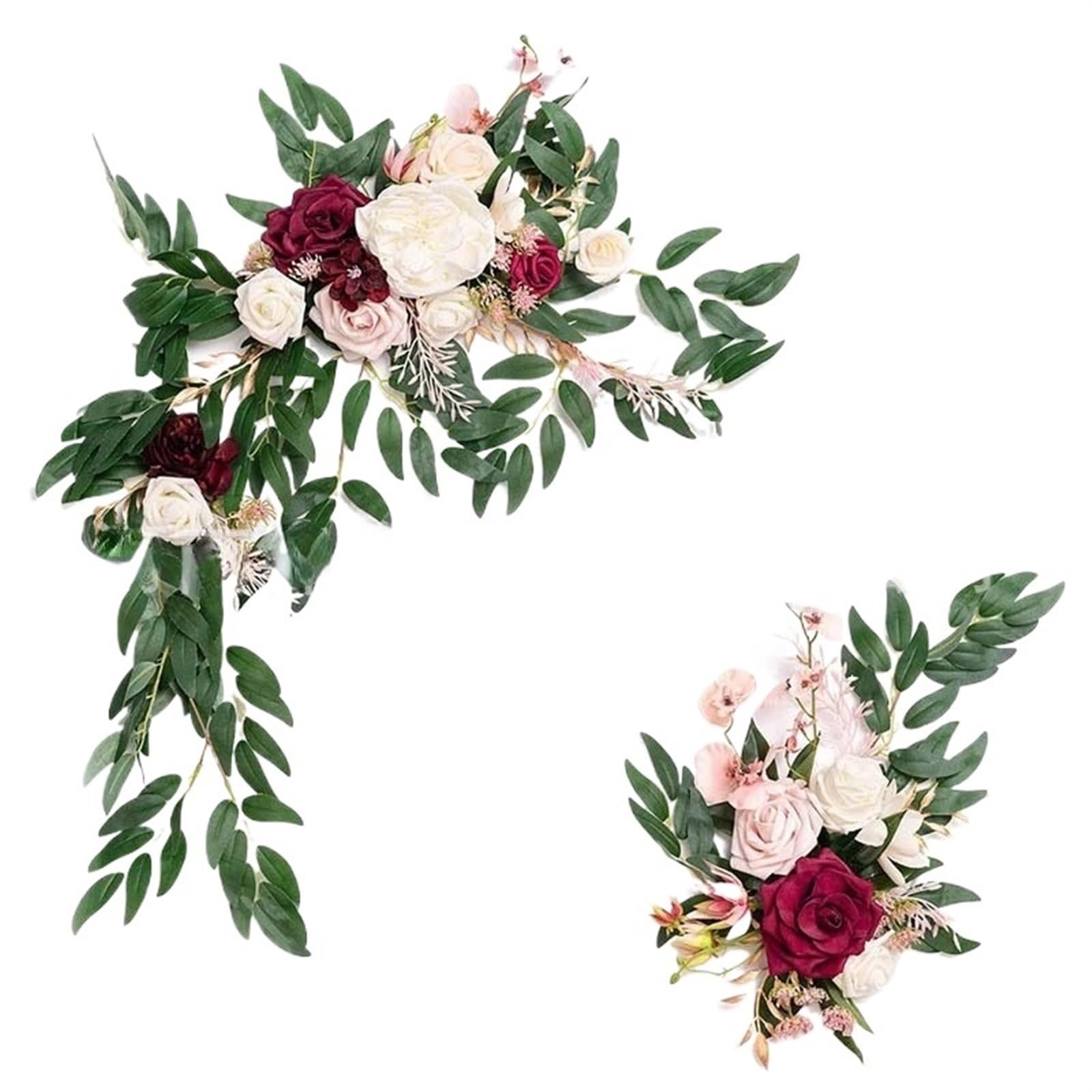 WJIAYAO Artificial Wedding Arch Flowers Kit 2pcs Artificial Wedding Arch Flowers Rose Party Garland Ceremony Flower Backdrop Decoration Fake(012)