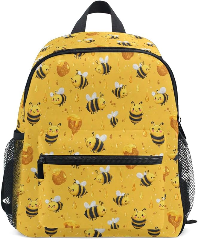 Mochila para niños pequeños Abejas de dibujos animados con rayas amarillas y negras M