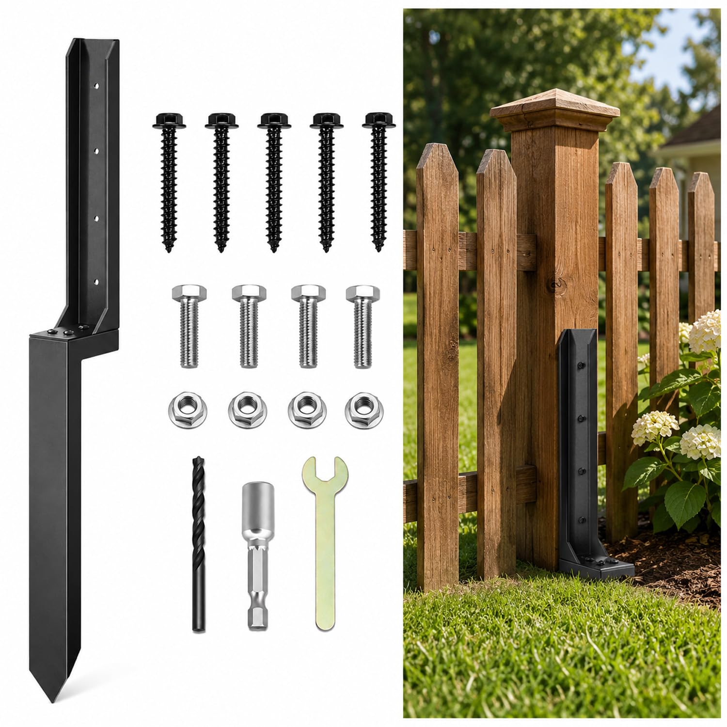 1 Pack Fence Post Repair Spike Heavy Duty Steel Anchor Bracket