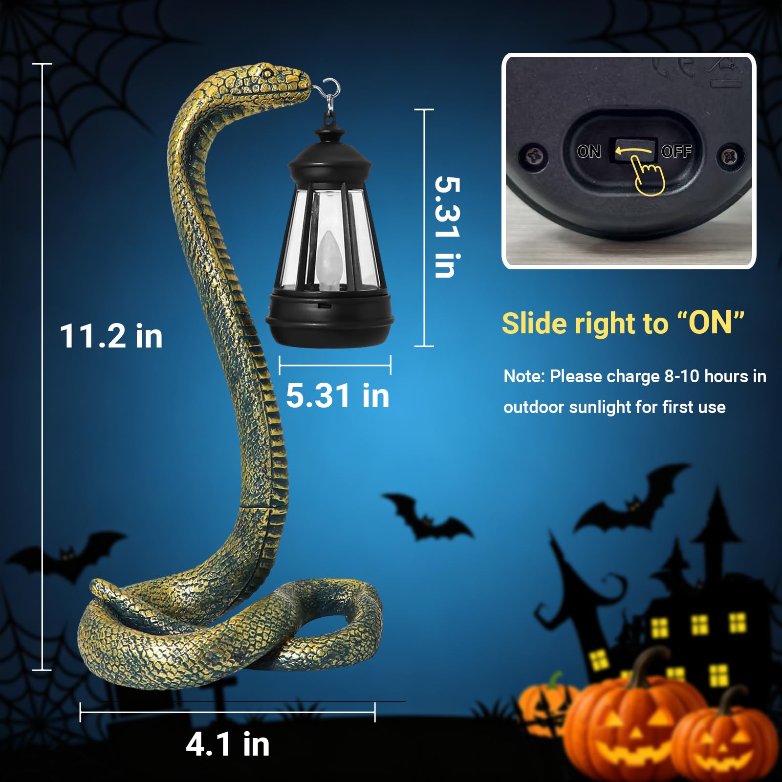 Statua węża do ogrodu i domu, oświetlenie solarne na zewnątrz, idealna do ogrodnictwa, prezenty dla kobiet, mamy, babci, na Halloween, dekoracyjne światła (brązowy)