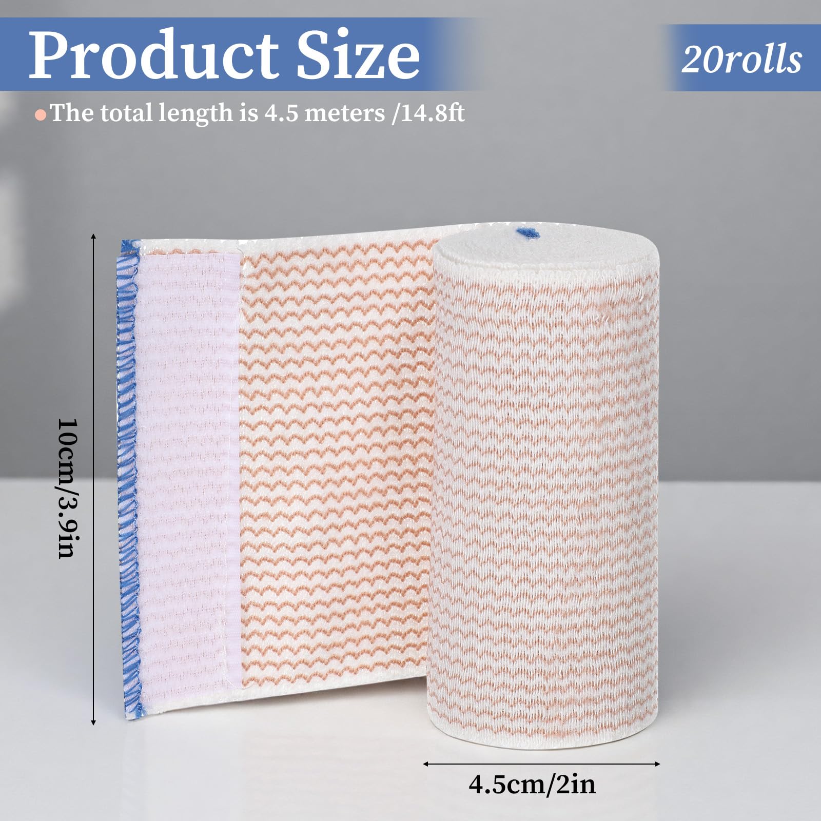 20 Pack Elastic Bandage Wrap, 4 Inch Athletic Stretchable Compression Bandage with Self Closure on Both Ends for Wrists, Legs, Elbow, Knee, Shoulders Wraps — Amazon image 2