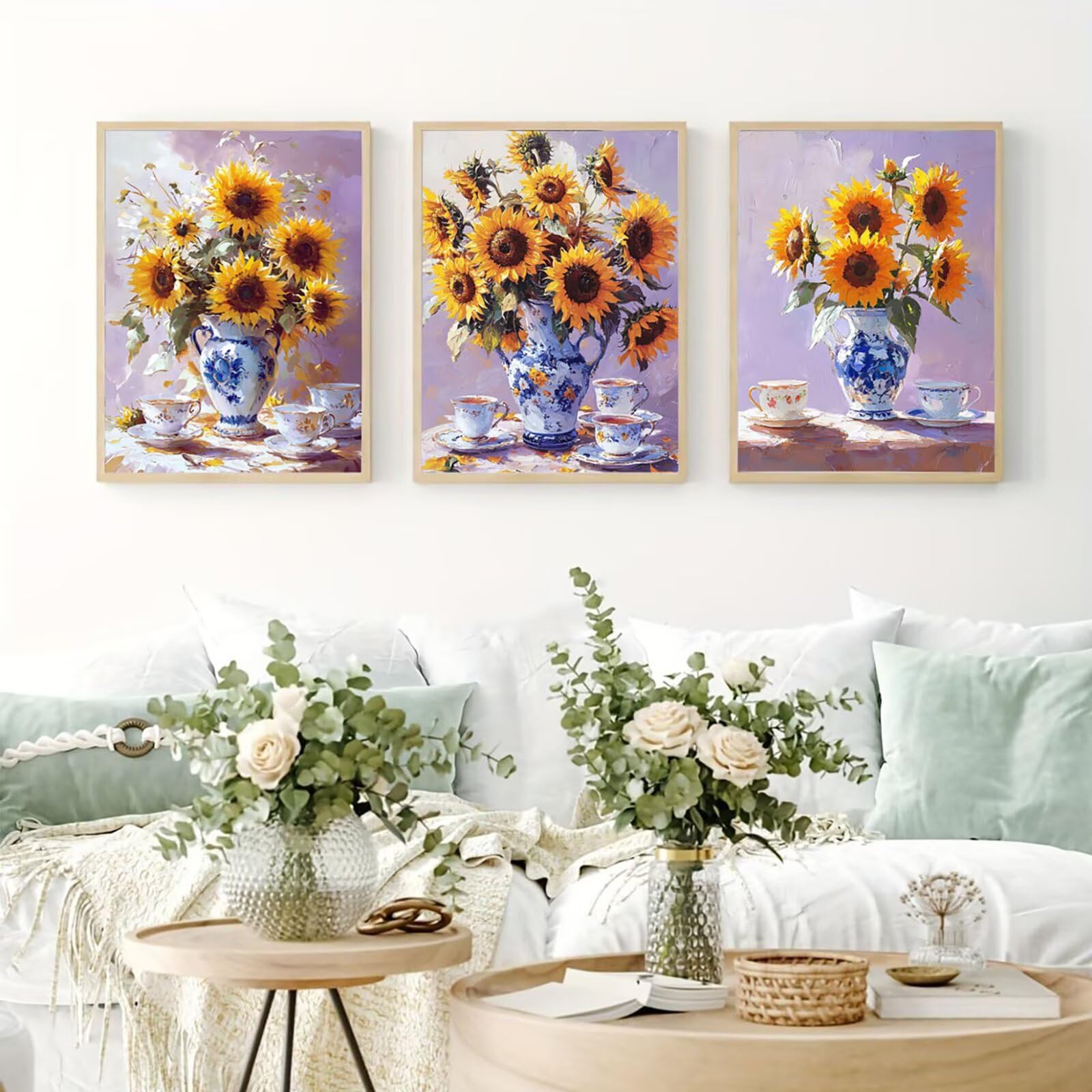 Generico Cnyaunfi 3 Pezzi Girasole Pittura Diamante Fai-Da-Te, 5D Giallo Diamond Painting Kit Completo per Hobby Creativi Adulti, Per La Decorazione Della Parete Di Casa 60x80cm YF-2998