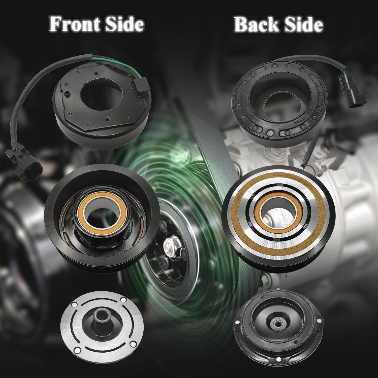 A/C Compressor Clutch Assembly Kit Plate Pulley Bearing Coil 2062122 Replacement for 2013-2019 Ford Explorer 3.5L, AC Air Conditioning Compressor Clutch Coil Auto Repair Kit