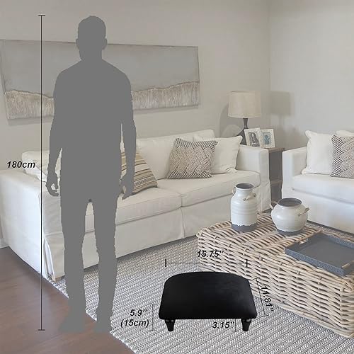 Miniatura 3 de YOYETECO Taburete pequeño otomano con patas de madera estables tapizado, reposapiés acolchado, reposapiés para camas altas, silla de asiento, sofá,