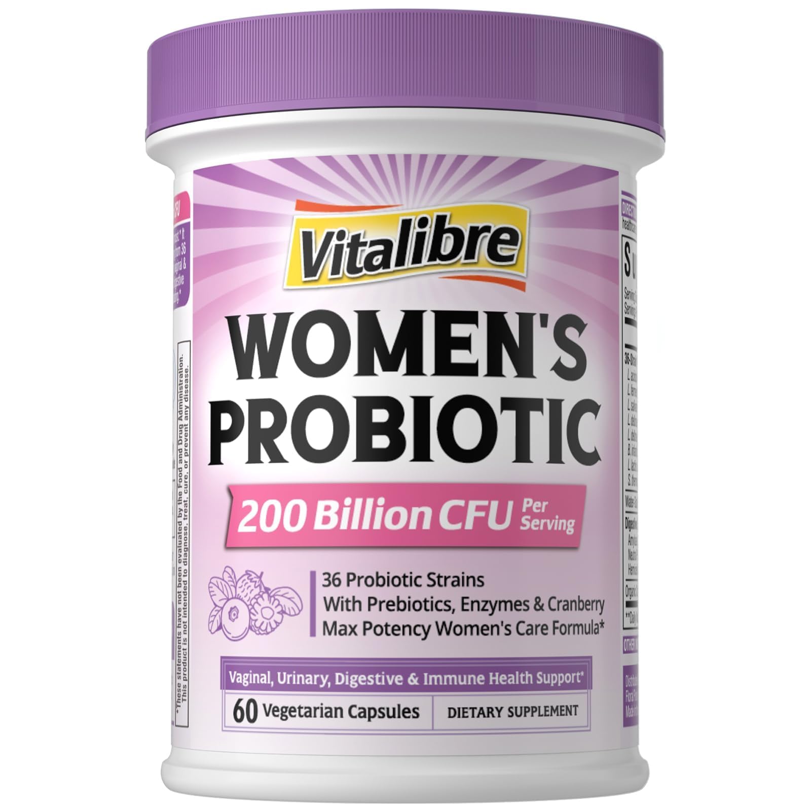 Vitalibre Probiotics for Women 200 Billion CFU, 36 Unique Strains 60 Count (Pack of 1)
