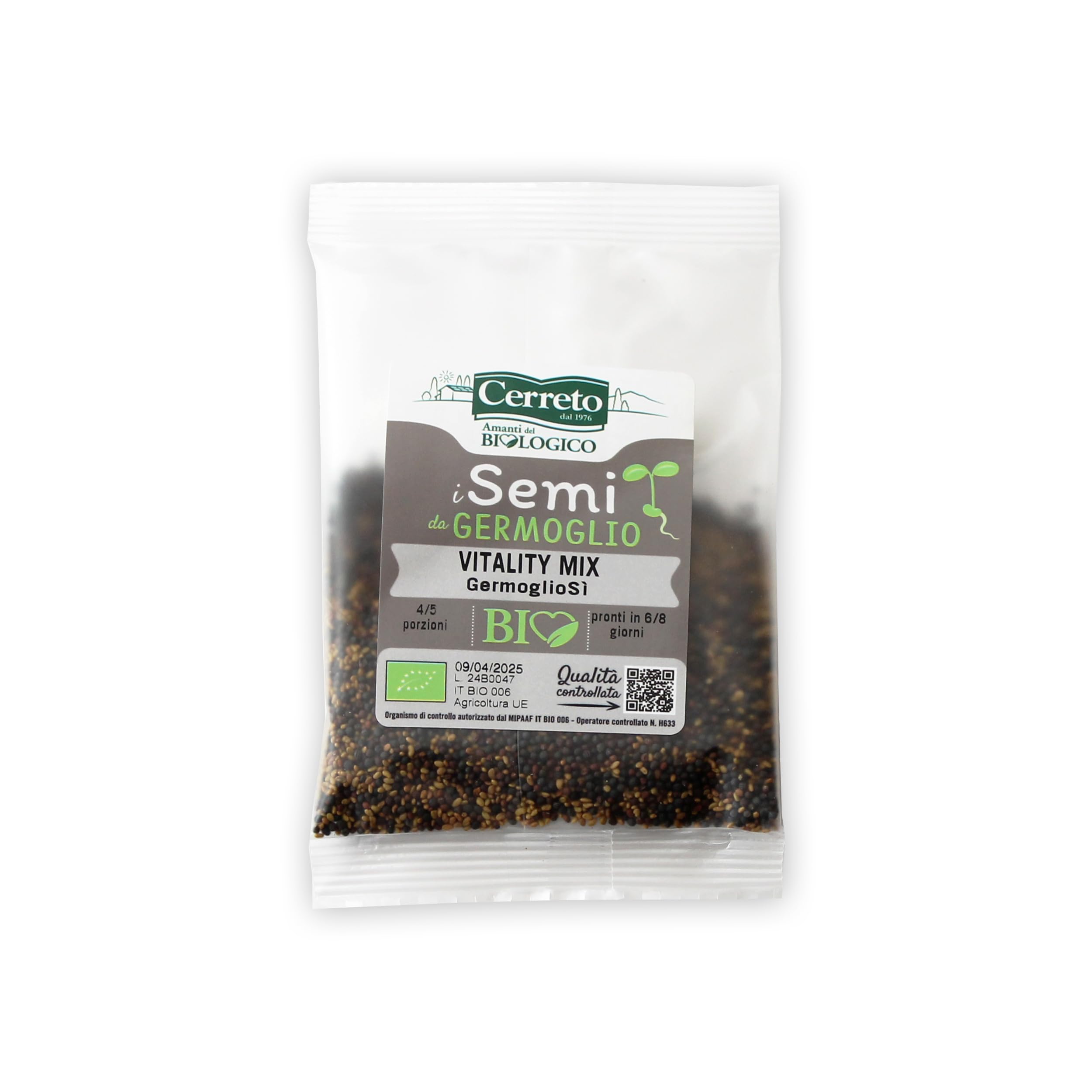 Semi da germoglio VITALITY PACKS nr.4 conf. pronte all’uso da 28gr MISCELA di 3 tipologie di SEMI selezionati di Erba Medica Alfa Alfa, Broccolo Calabrese e Cavolo Rosso