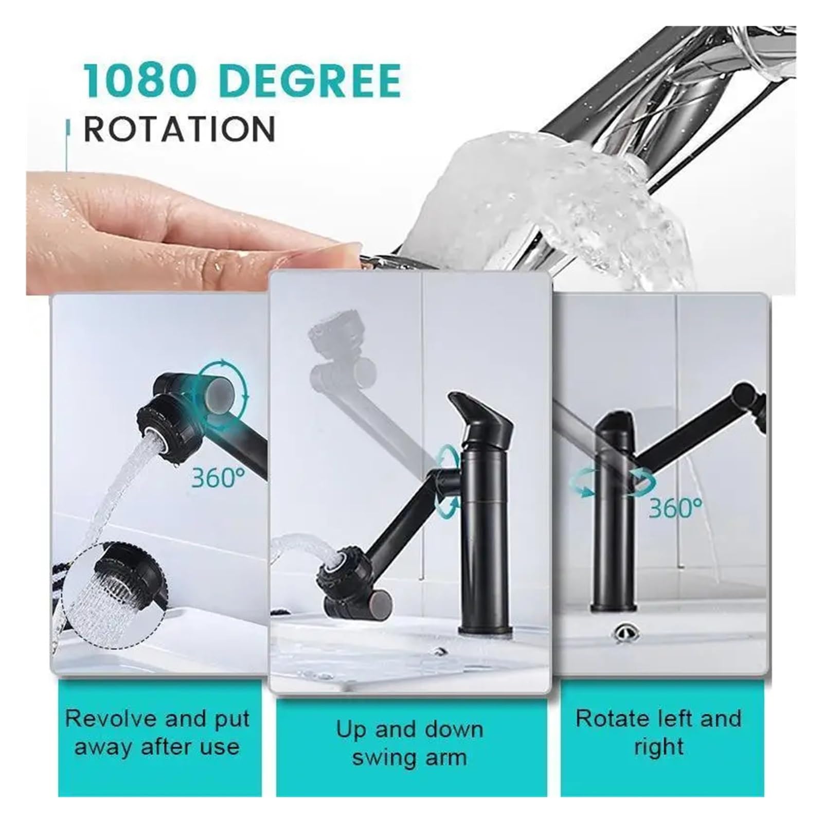 Braccio robotico per rubinetti Rubinetto Girevole Universale A 360 Gradi Braccio Robotico Estensione Girevole Rubinetto For Lavabo Aeratore Rubinetto For Lavello Della Cucina 2 Modalità Extender Facil