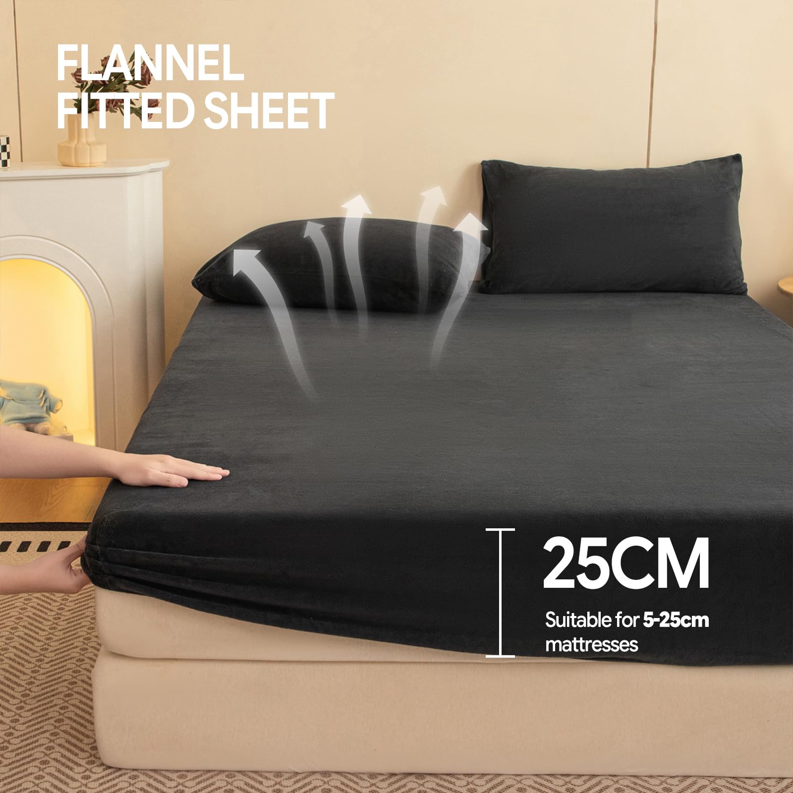 Drap-Housse Hiver 200x220 Rose pâle Lit Super King