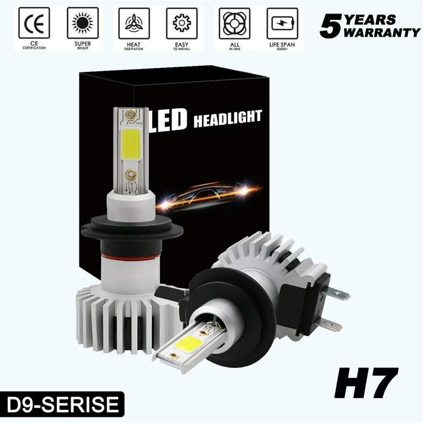 Visibilidad máxima Automotive Bombillas Faro 2 PC Super White Linterna del Coche H7 llevó bulbos H4 Interfaz for H1, H3, H4, H11, H8, H9 9005, HB3, H10,9006, HB4,9012, HIR2 H10 6000K /