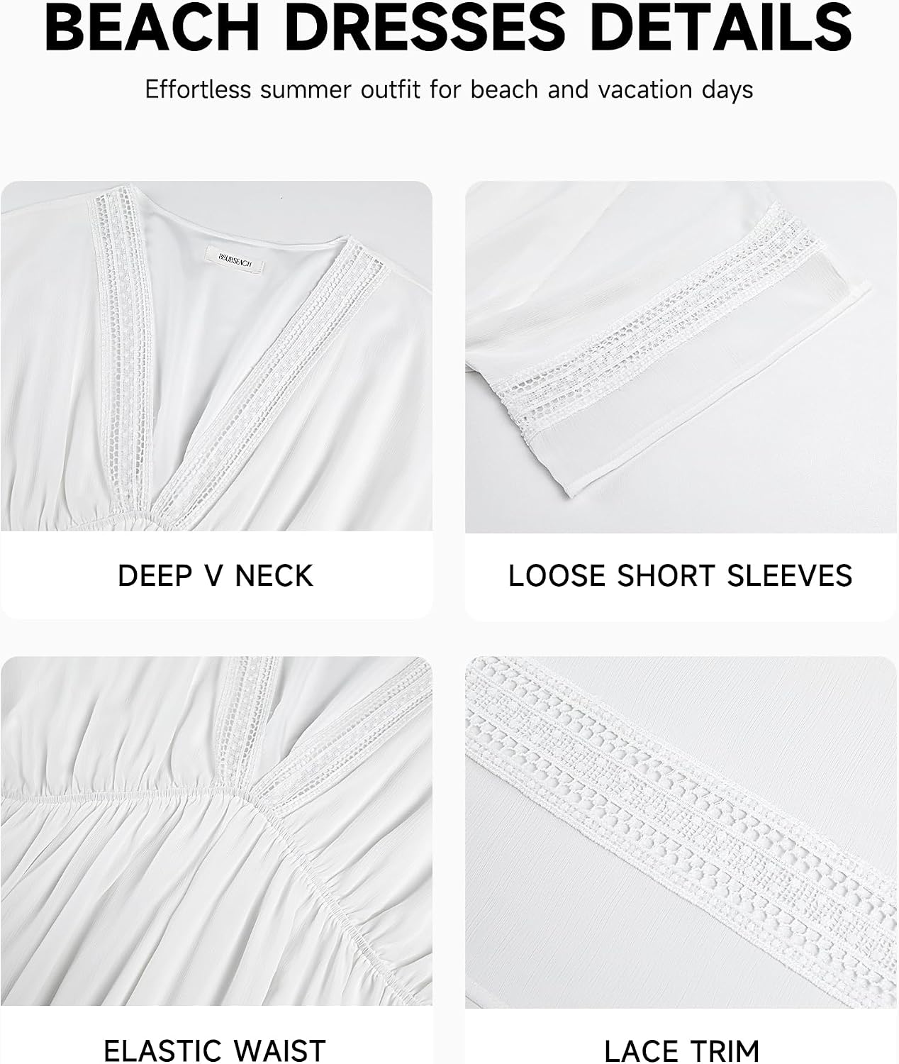 Bsubseach Women's Swimsuit Cover Ups Batwing Sleeve V Neck Crochet Beach Dress for Swimwear 2026 Summer Dresses
