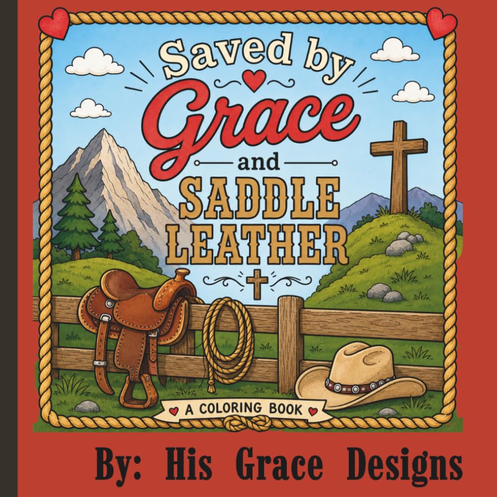 Saved by Grace and Saddle Leather: A Western Faith Coloring Book with Bible Verses, Cowgirls, Cowboys, Horses & Inspirational Scripture