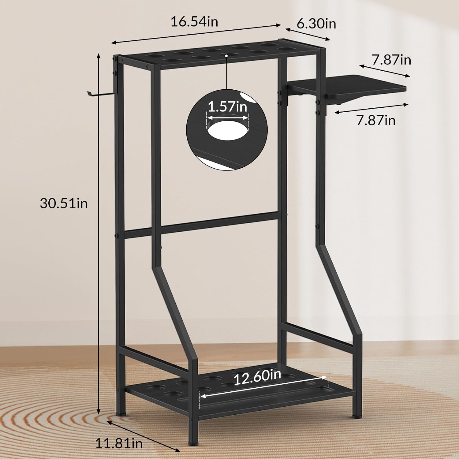 YBING Pool Stick Holder - Pool Stick Stand for 10 Sticks, Pool Stick Rack, Floor Cue Stick Holder, Billiard Cue Rack, Pool Table Accessories, Bamboo Black