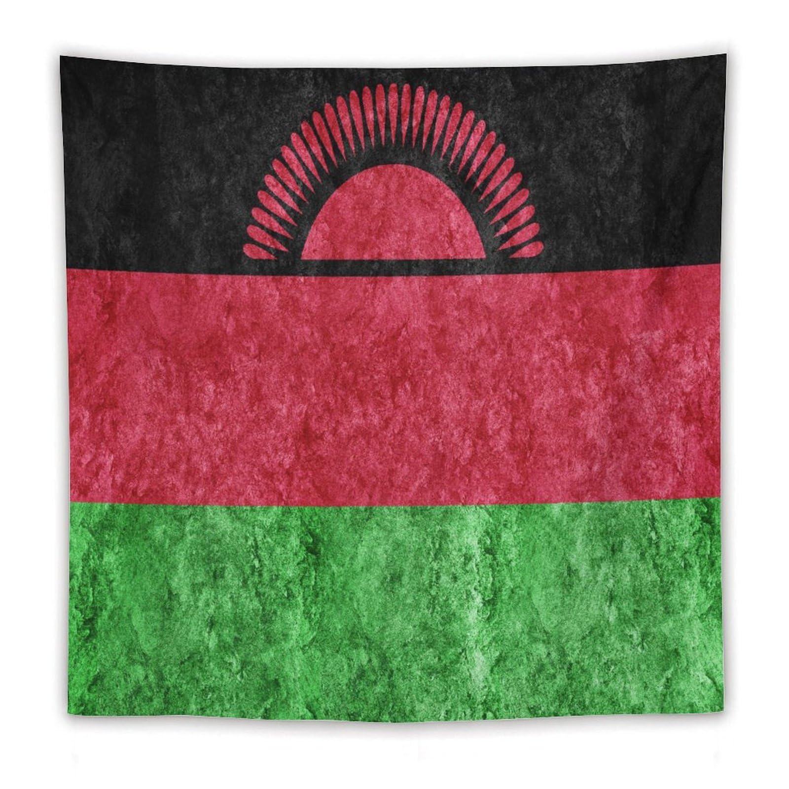 XingFox Malawi Flag Textured Tapestry Wall Hanging, National Flag Art Wall Decoration Tapestry, For Bedroom Living Room Dorm Home Decoration, 60"x60"