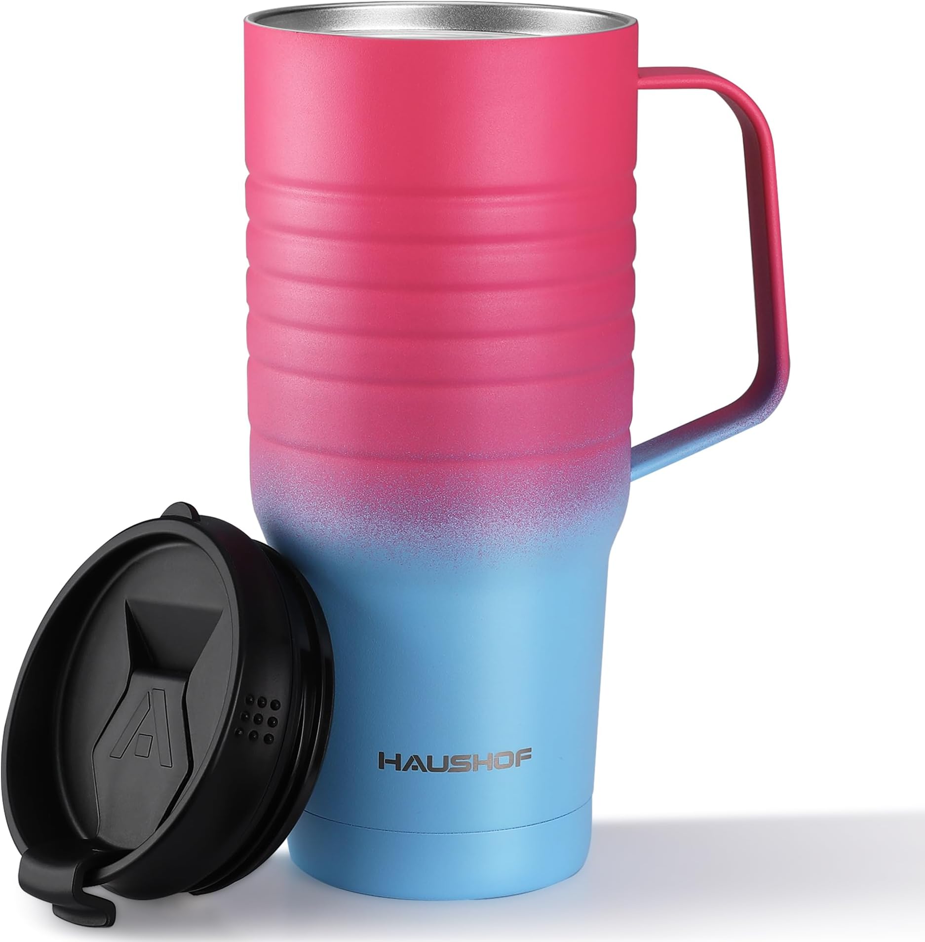 700 ml Travel Tumbler with Handle, Stainless Steel Vacuum Insulated Coffee Travel Mug, Double Wall Travel Mugs with Leakproof Lid, BPA Free