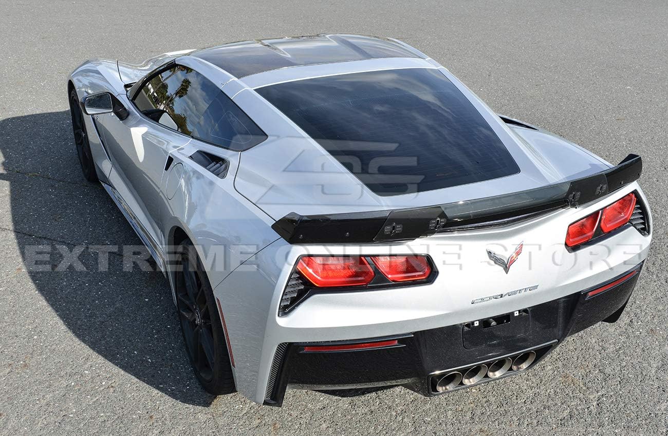 Replacement for 2014-Present Chevrolet Corvette C7 | Z06 Z07 Stage 3 Style Rear Trunk Center Wickerbill Spoiler (Light Tinted)