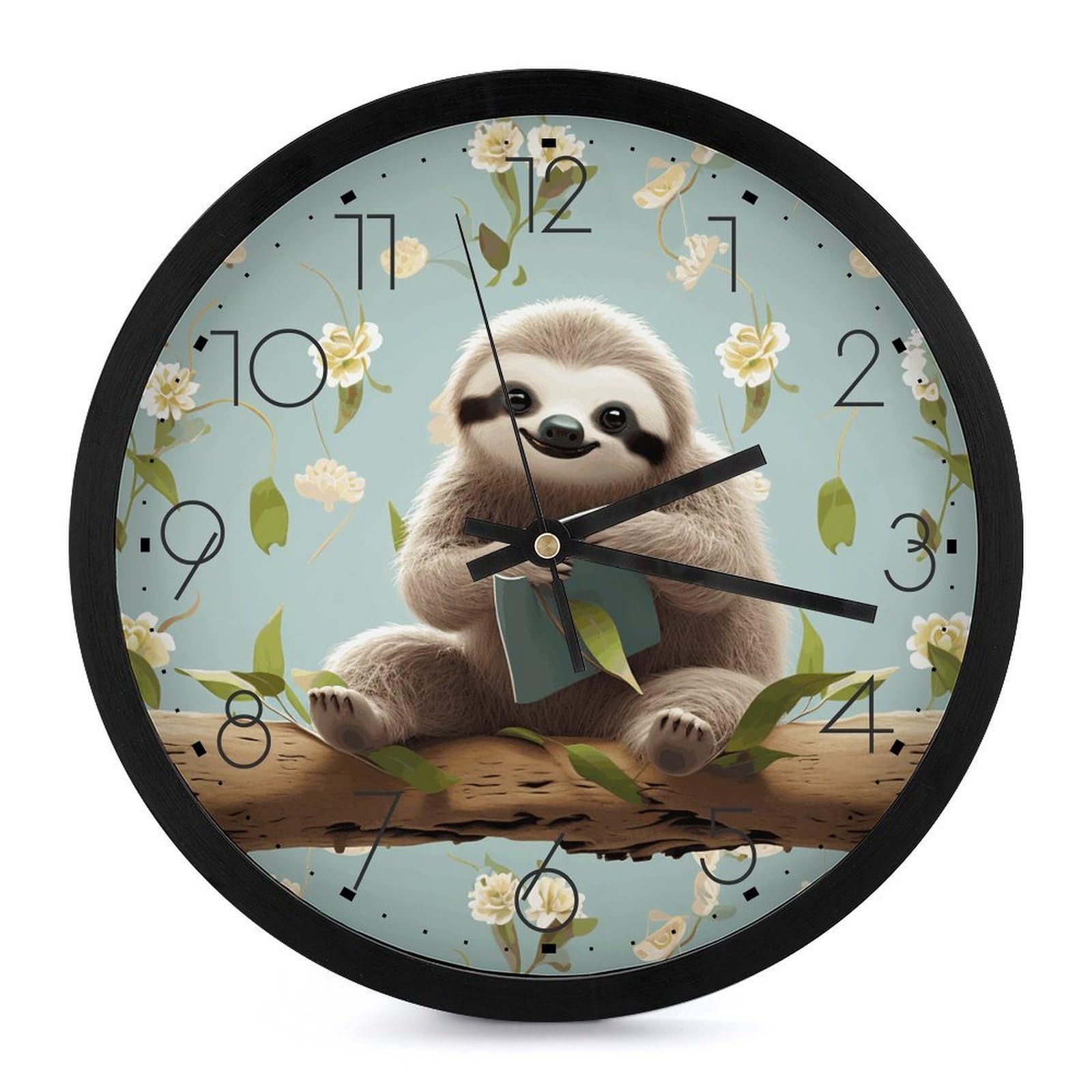 Horloge murale paresseux silencieuse et grande pendule à pile facile à lire pour salon