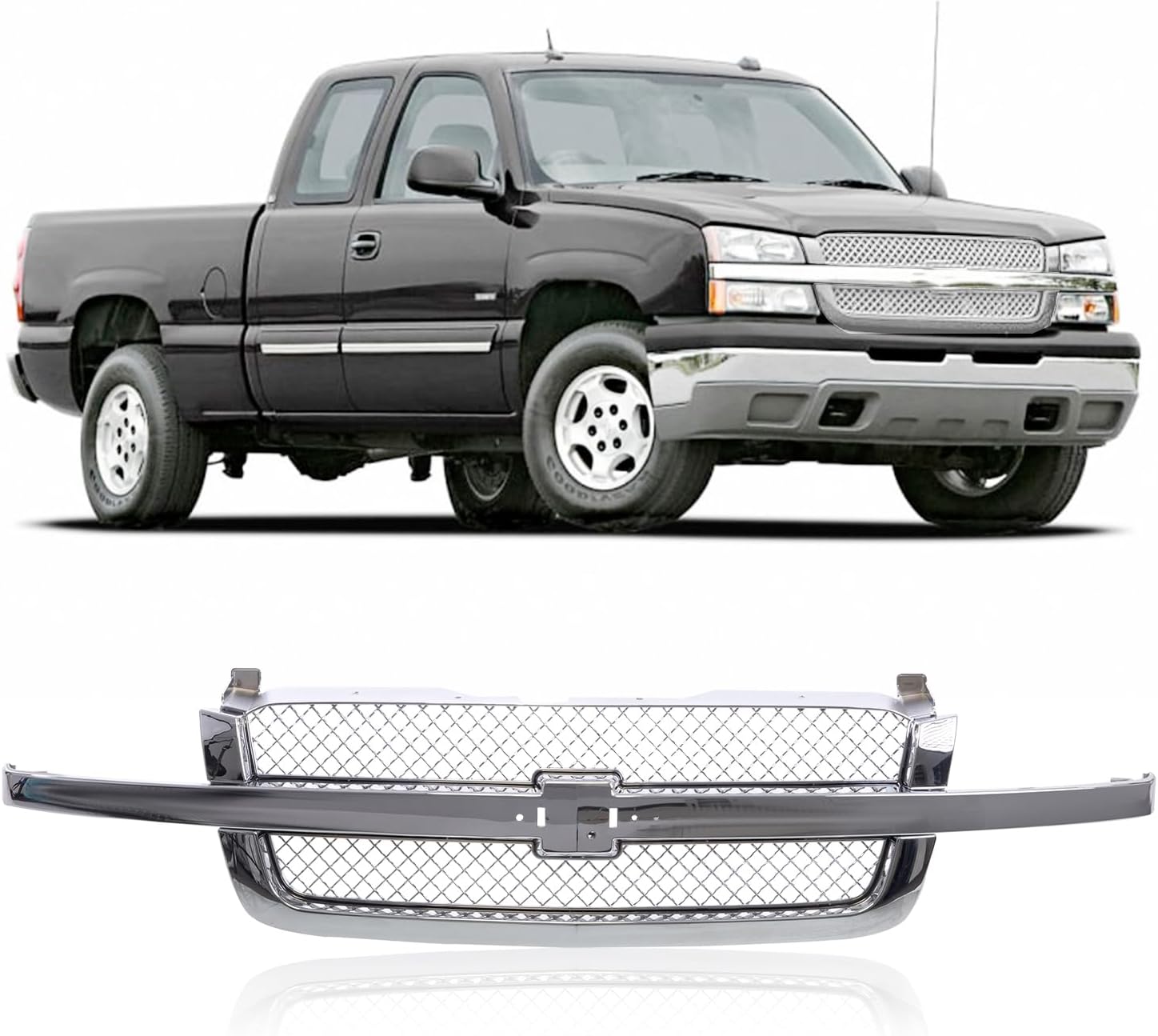 Mesh Grille For 2003-2007 Chevy Silverado 1500/2500/3500 – SS Style, Chrome & Matte Black