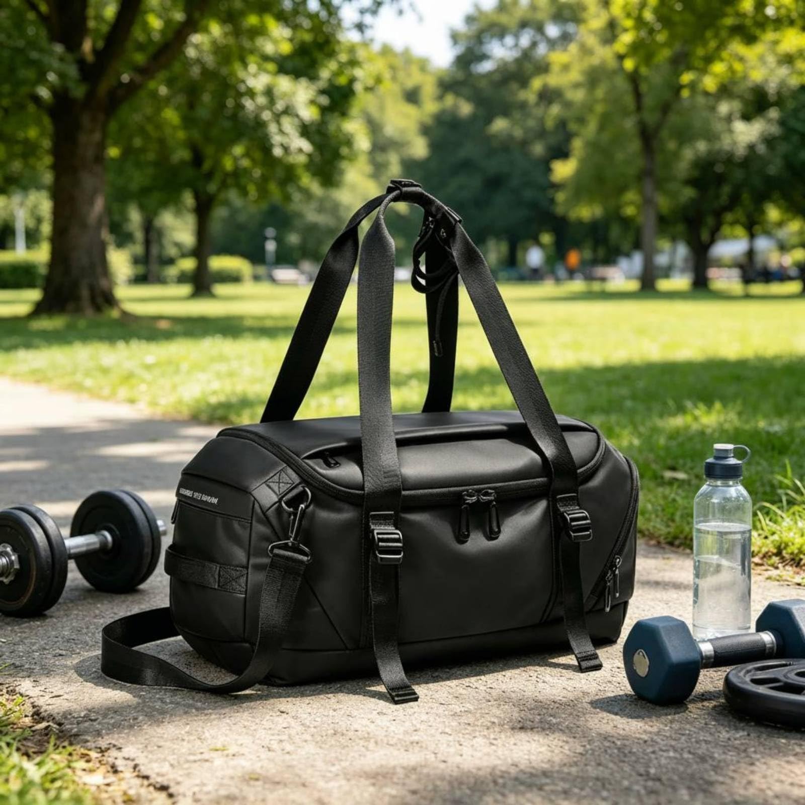 Herren Sporttasche Reisetasche Rucksack Umhängetasche Multifunktionale Tragetasche mit Schuhfach Wasserabweisend Und Formstabil aus Polyester für Fitnessstudio Sportplatz Kurztrips