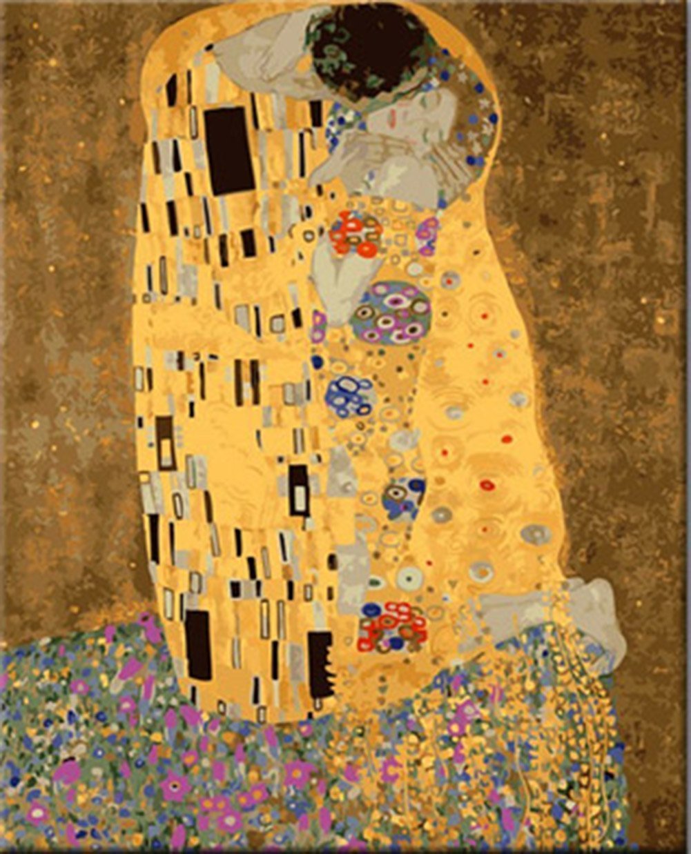 MTinHD Wooden Framed 16x20 Paint by Numbers for Adults DIY Famous Oil Painting Collection, Klimt's Kiss