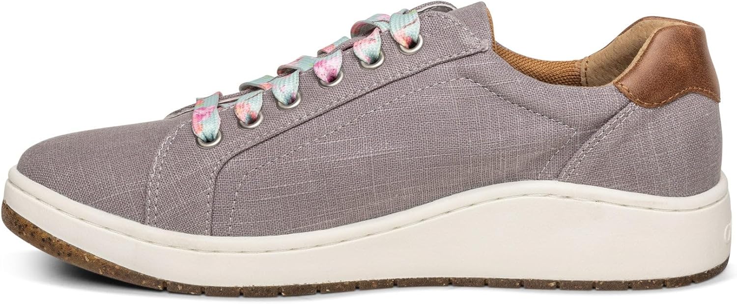 Aetrex Renee Orthopedic Lace Up Arch Support Inserts Super Soft Canvas Womens Sneakers - Plantar Fasciitis Shoes Lightweight Rubber Orthotic Shoes - Image 3