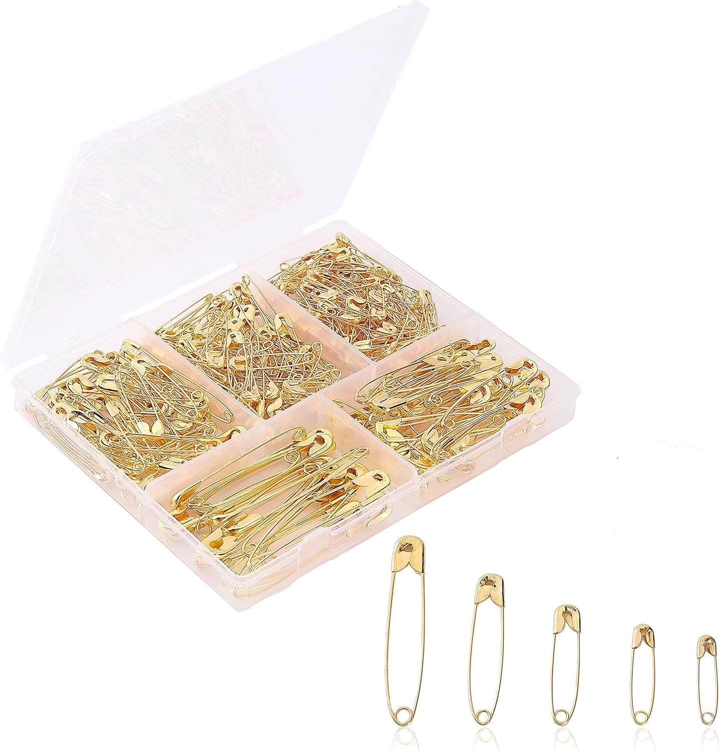 Safety Pins Assorted Sizes, Strong Nickel Plated Steel, Rust Resistant, Ideal for Art & Crafts, DIY, Pinning, Hemming