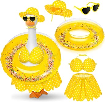 JcHrmers Summer Goose Outfit 23 Inch Porch Goose Bikini Clothes with Swimsuit Swim Ring Hat Sunglasses