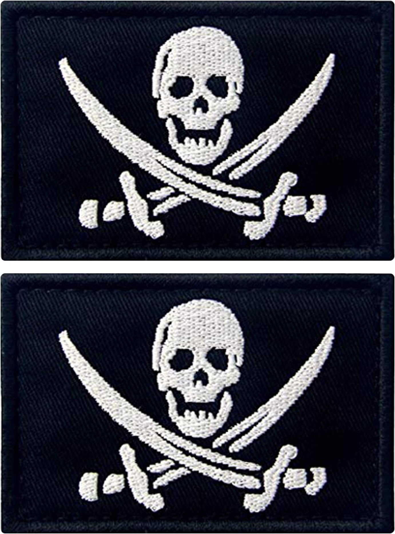 Funny Morale Patch, Military PatchesTactical Embroidered Hook and Loop for Backpacks Hat Army Vest Gears (Jolly Roger Pirate Flag)