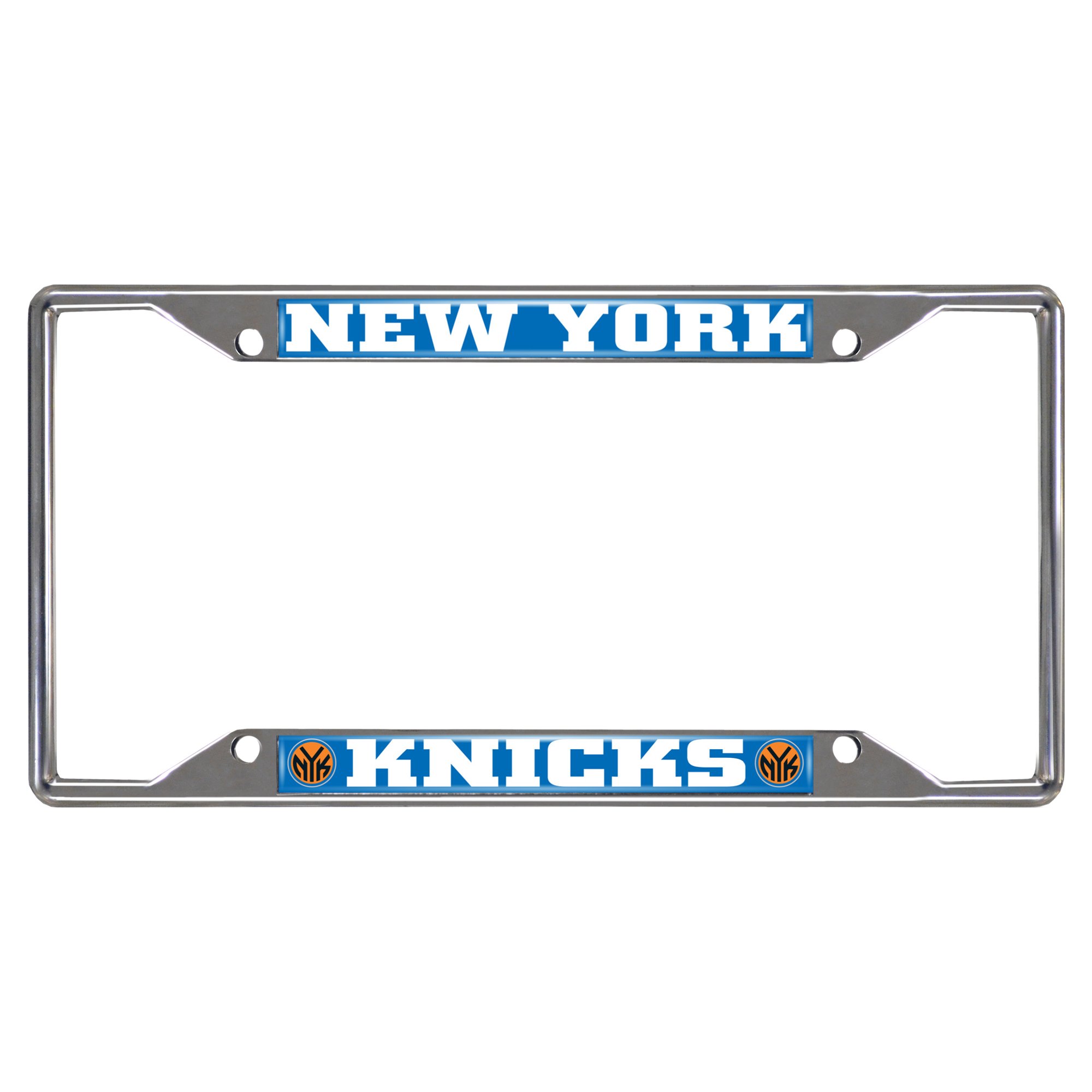 FANMATS 14868 New York Knicks Chrome Metal License Plate Frame, Team Colors, 6.25in x 12.25in