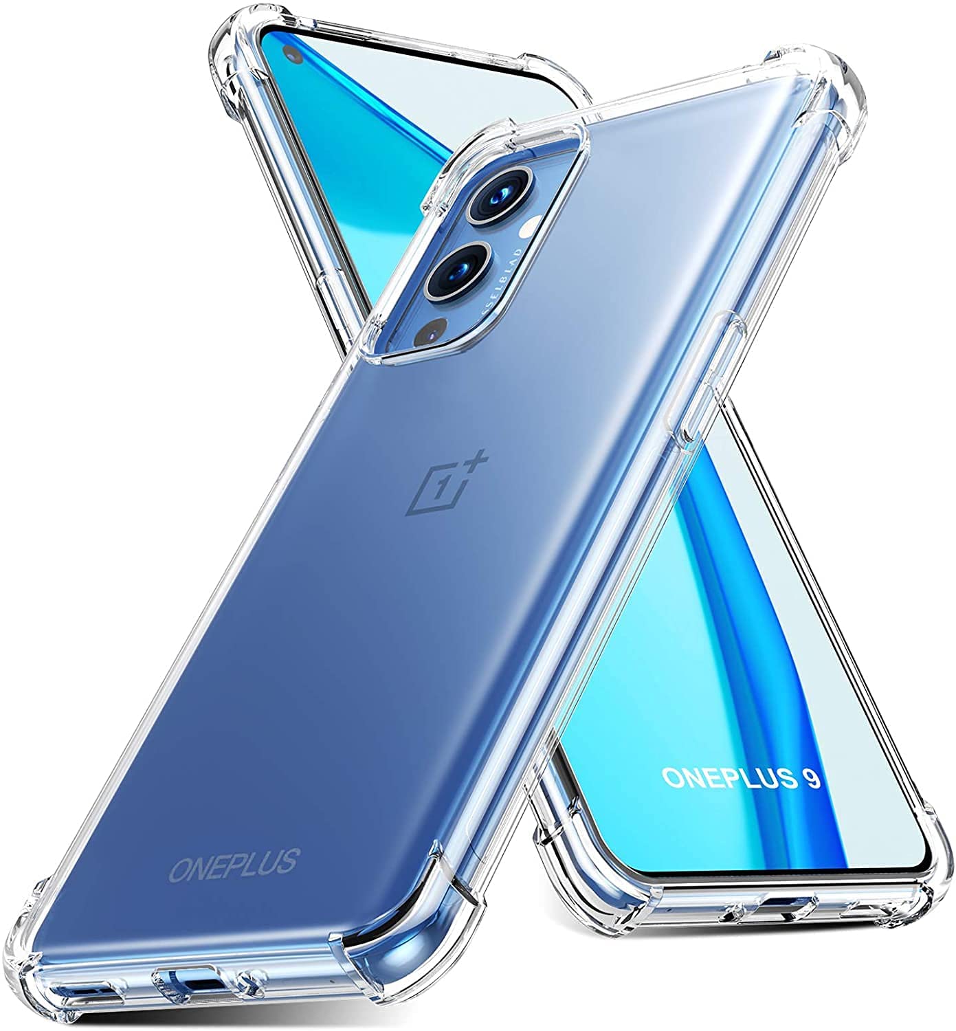AWH for Oneplus 9 Case,1+9 Case Clear Transparent Reinforced Corners TPU Shock-Absorption Flexible Cell Phone Cover for Oneplus 9.