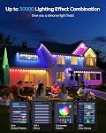 ASAHOM Permanet Outdoor Lights S107B, 72 RGBCW LEDs, AI Lighting, White | 30,000 Dynamic Effect Combination, Dual Output, Extend to 800FT, IP67 Waterproof, for Holiday Decor Daily Lighting, 100FT