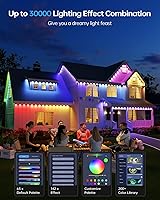 Vista 6 de ASAHOM AI Permanent Outdoor Lights S107B, 100FT with 72 RGBCW LED Lights, 30,000 Lighting Effect, Controller with Dual Output, Extend to 800FT