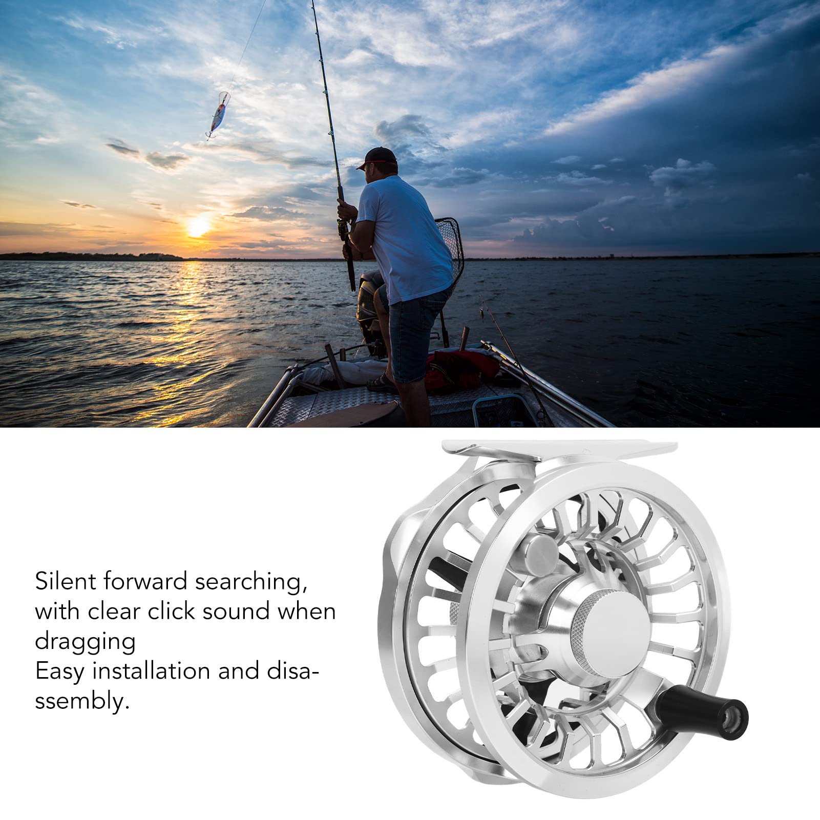 Roue de Pêche à la Mouche étanche en Alliage D'aluminium, Moulinet Léger 3/4 à Haute Résistance avec Sac de Rangement