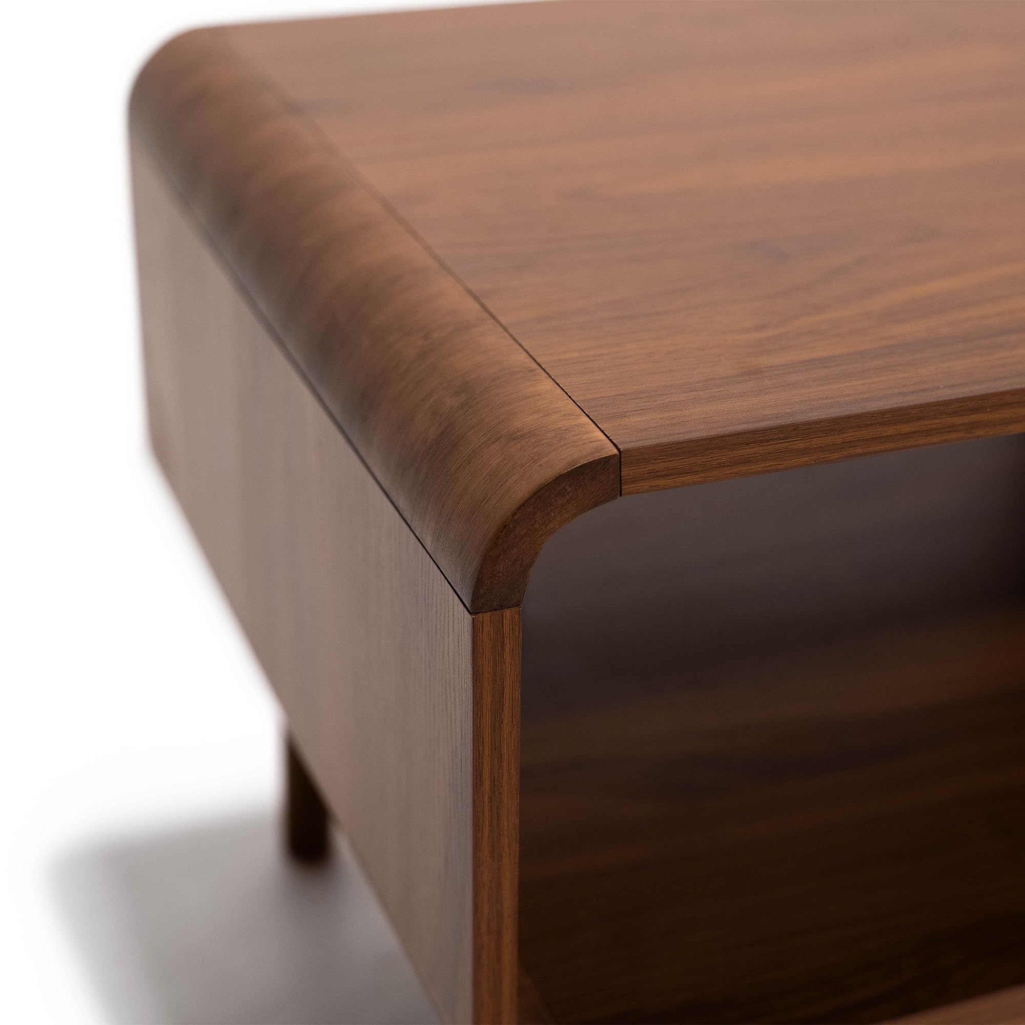 Table Basse rétro 105 x 50 x 45,5 cm Finition Noyer - Milo 1 tiroir Rangement Niche Ouverte Style Vintage Plateau spacieux Pieds pin Robustes Salon Charge 50 kg Montage Facile