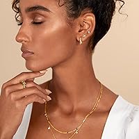 Vista 5 de PAVOI 14K Gold Plated Solid 925 Sterling Silver Post Cubic Zirconia Flat Back Earrings for Women Cartilage Earring Helix Piercing Jewelry Small