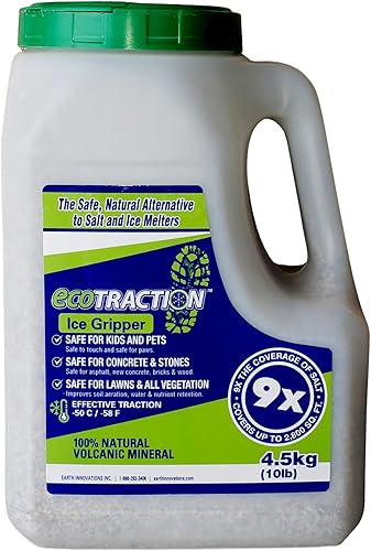 ET4RJ - Gránulos de tracción de hielo mineral volcánico totalmente natural, jarra de 10 libras