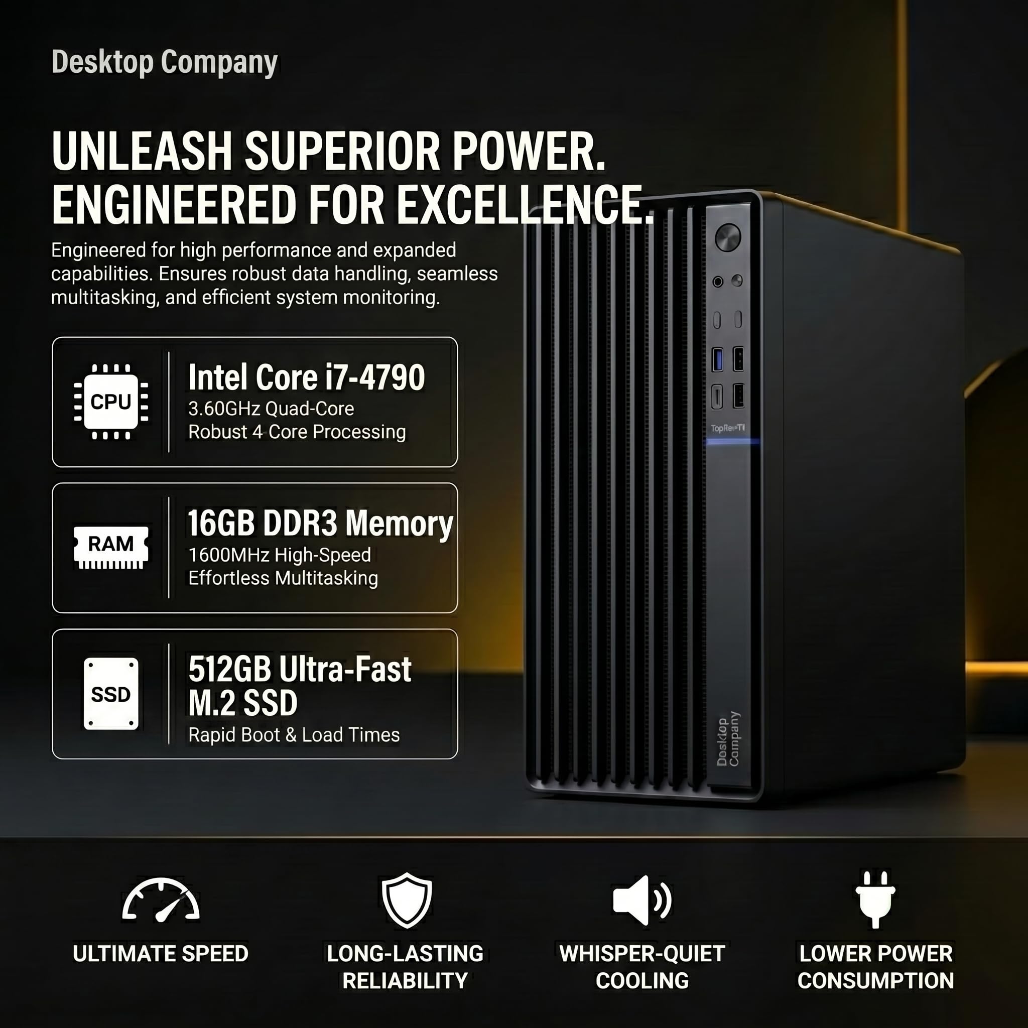 Business Desktop PC | Core i7 4790 3.60Hz | 16GB RAM | 512GB M.2 SSD | Windows 11 Pro & MS Office 2021 | 5G WiFi & Bluetooth | Type-C Port | Premium Metal Body | 2 Year On-Site Warranty — Amazon image 2