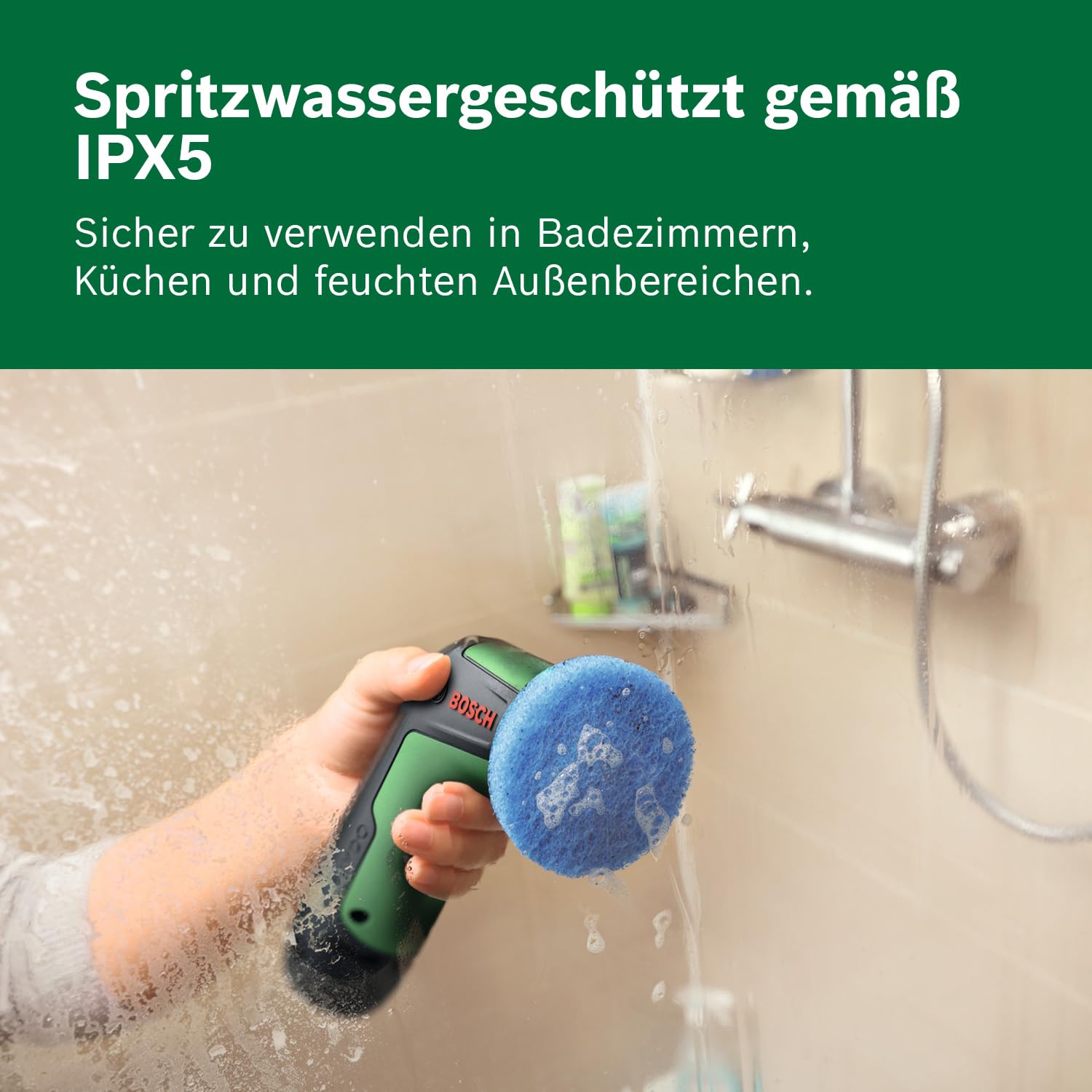 Bosch TAYDO (UniversalBrush 4V) Akku-Elektrobürsten (Bürste, Detailbürste, Padhalter, Hochleistungspad, Mikrofaserpad, Küchenschwamm, Schmutzradierer, Polierpad, Tasche)