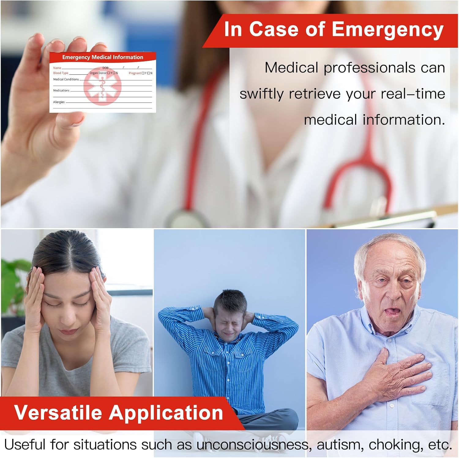 MEDMAX Emergency Medical Information ID Card 10 Pcs