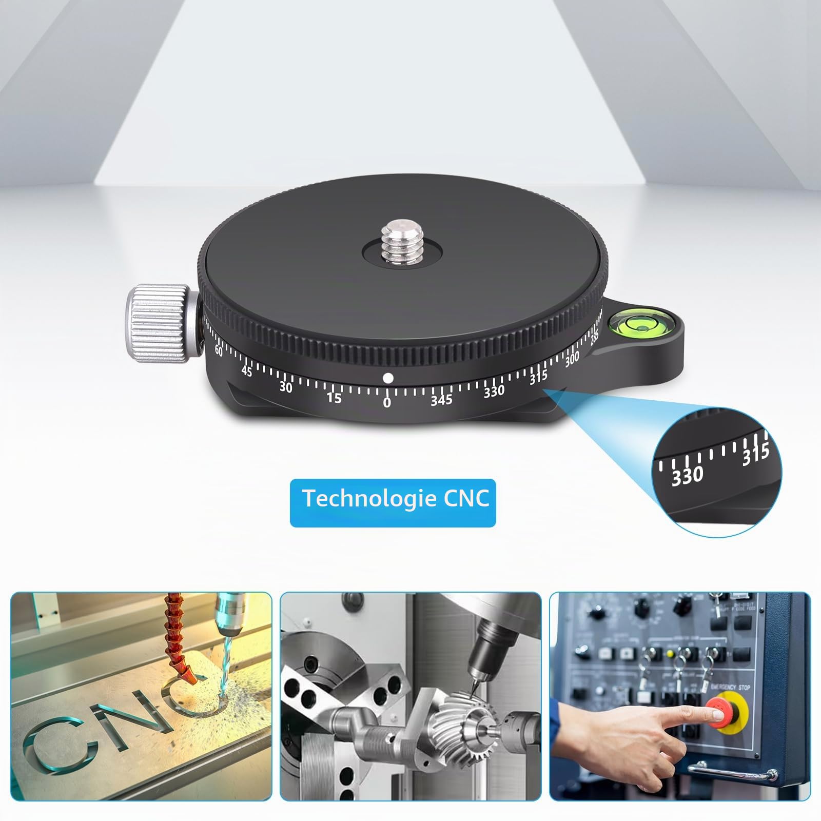 ARTCISE Appareil Photo Base panoramique panoramique avec Plaque de Style, tête panoramique avec Niveau à Bulle pour trépied Monopode appareils Photo Reflex numériques, Charge maximale : 15 kg.
