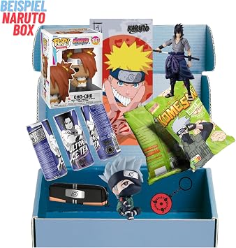 Naruto Box: Exclusive Fan Box - Premium Gift Set with 8 High-Quality Items from the World of Naruto Naruto Shippuden & Boruto Figures Collectibles & Snacks