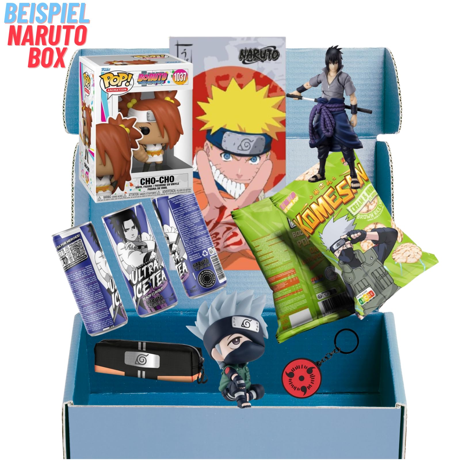 [Naruto Box] Ekskluzywne pudełko dla fanów – zestaw upominkowy premium z 8 wysokiej jakości artykułami ze świata Naruto, Naruto Shippuden & Boruto | figurki, kolekcje i przekąski