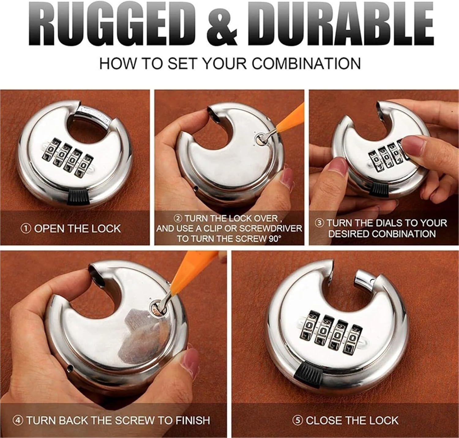 4 Digitals Code Password Combination Stainless Steel Lock Padlock Hardware Accessories Smart Padlock 1Pcs(Silver 1PC)