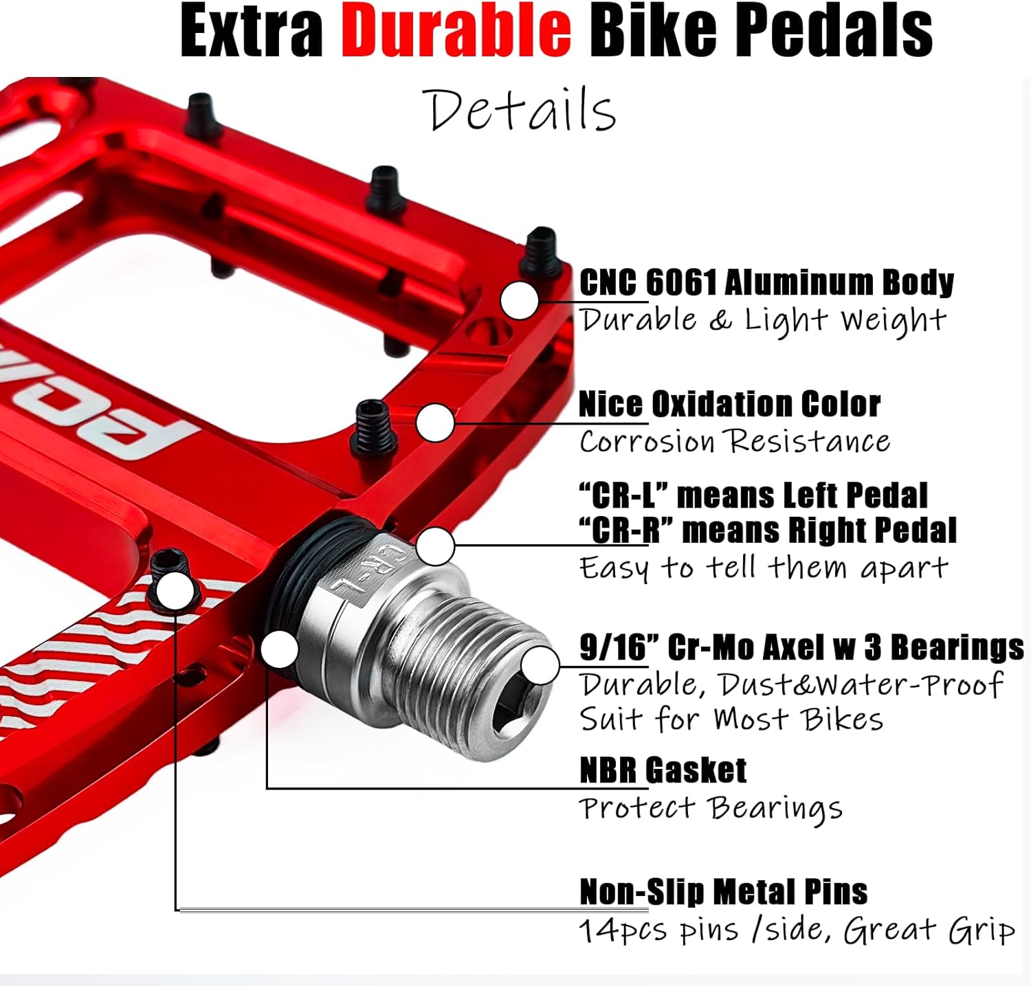 Bike Pedals 9/16" Lightweight Non-Slip Bicycle Platform Pedals - Fits Most Adult Bikes & Mountain Bikes &MTB, Road Bikes and Slip-Resistant Design