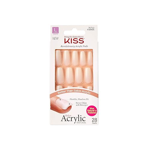 Miniatura 7 de KISS Uñas postizas naturales de salón de acrílico de ajuste más amplio, 'raras', 28 uñas postizas con infusión de acrílico, sin burbujas, flexibles,