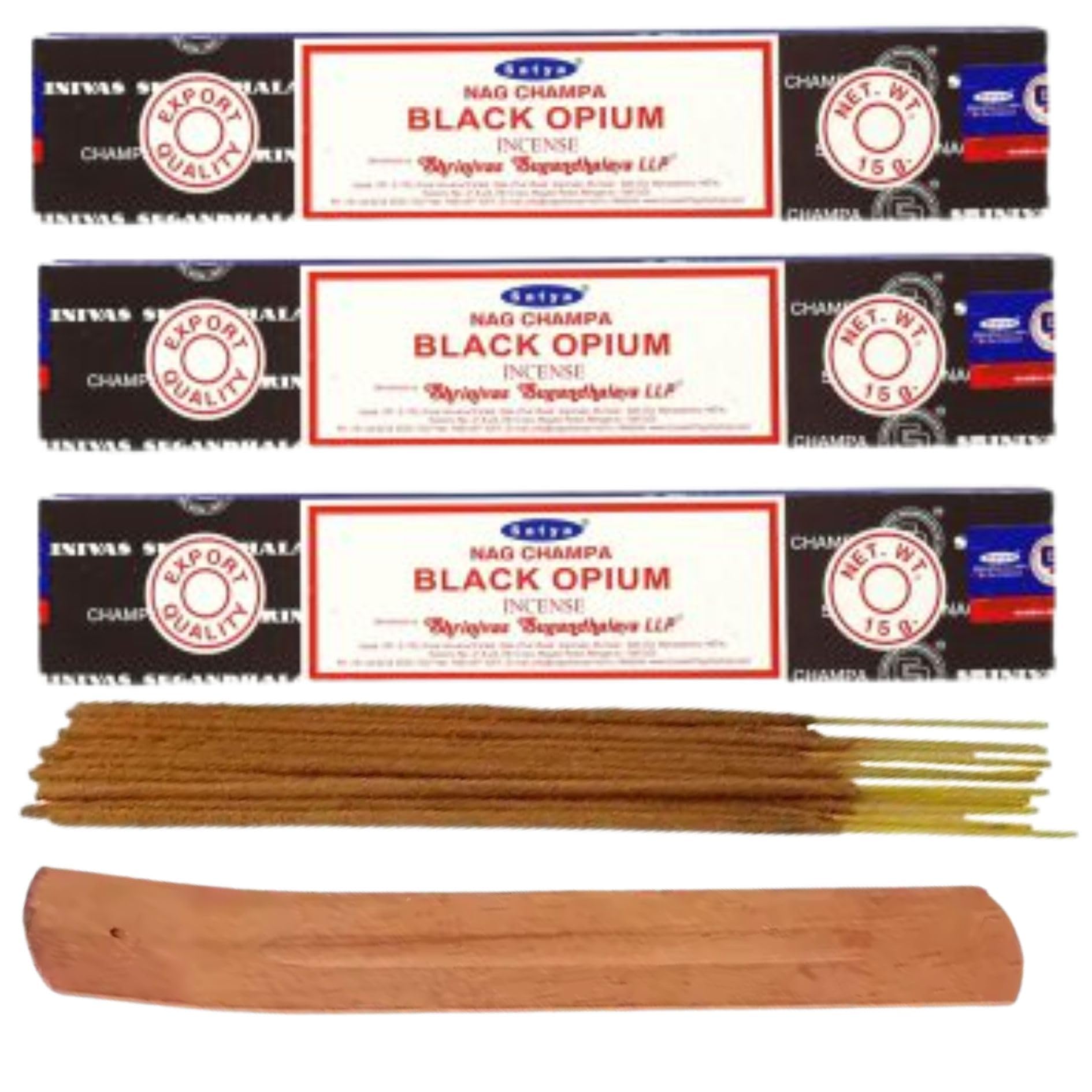 Satya Nag Champa Incense Sticks Pack of 3 X 15G with Free Holder Agarbatti for Home Outdoor, Aromatherapy, Spa, Yoga