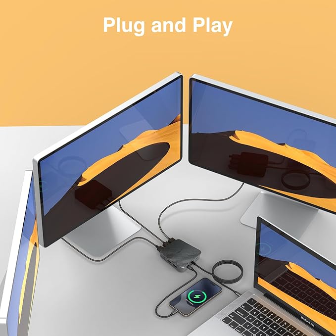 Docking Station 11 en 1 con SD/TF, USB 3.0, RJ45, PD 100W, Audio, Soporte Triple Monitor 4K miniatura 6